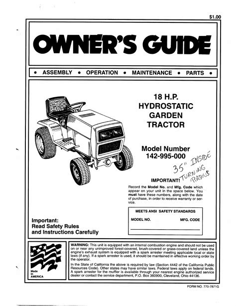 MTD Lawn Mower 142-995-000 User Guide | ManualsOnline.com