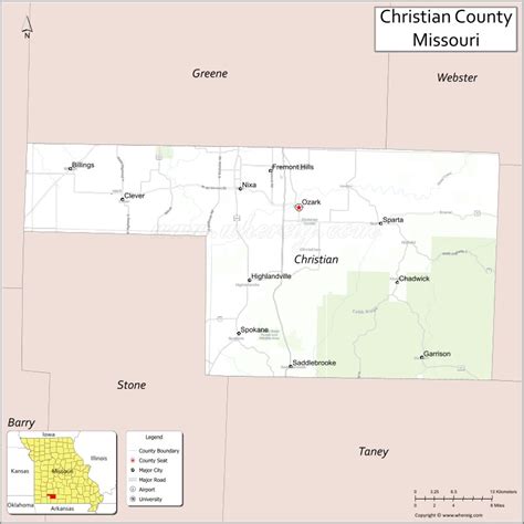 Christian County Map, Missouri - Where is Located, Cities, Population ...