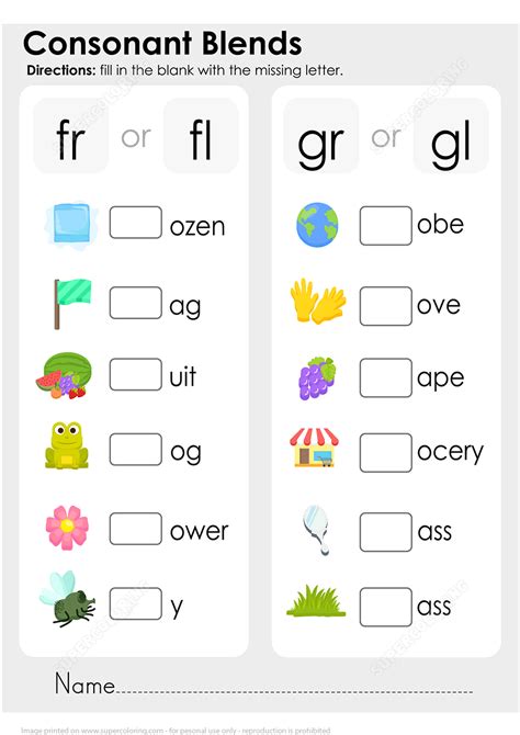 Consonant Blend Worksheet | Free Printable Puzzle Games