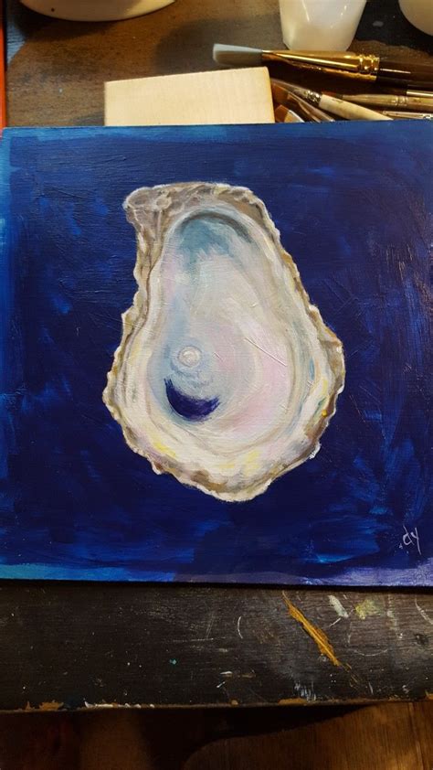 Oyster with pearl. 8x8 acrylic on hardboard | Painting, Watercolor ...