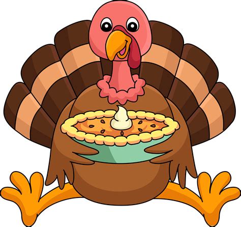 Thanksgiving Turkey Holding A pie Cartoon Clipart 8208893 Vector Art at ...