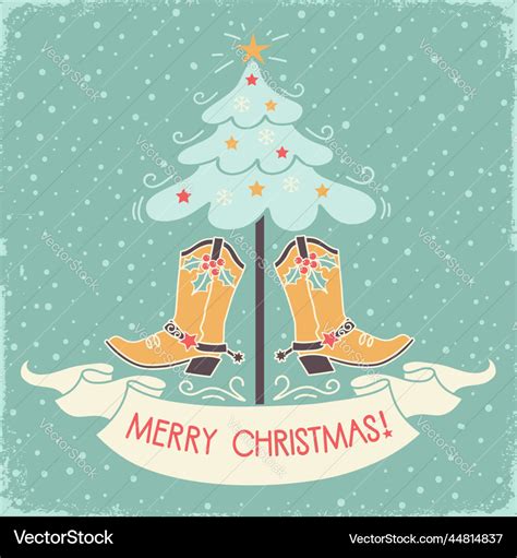 Cowboy christmas vintage card Royalty Free Vector Image