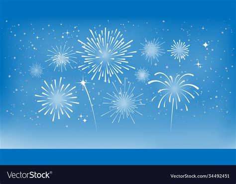 White fireworks on blue sky festival Royalty Free Vector