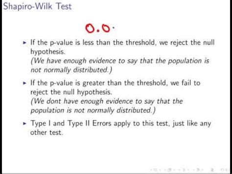 Shapiro-Wilk Test for Normality - YouTube