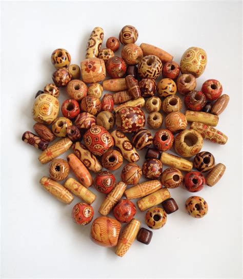 Wooden Beads - Painted Assorted shaped 1.5mm thread and under