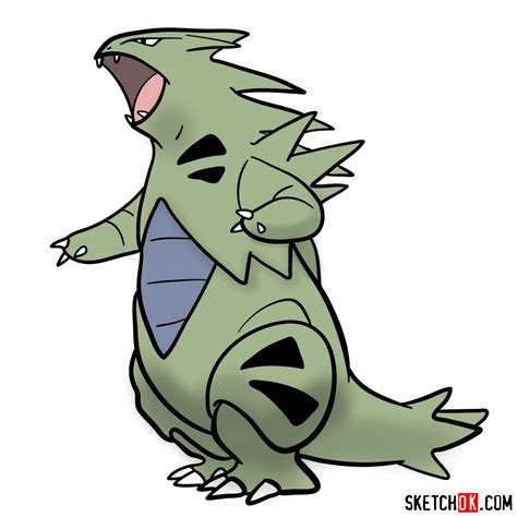 How to draw Tyranitar Pokemon - Sketchok easy drawing guides