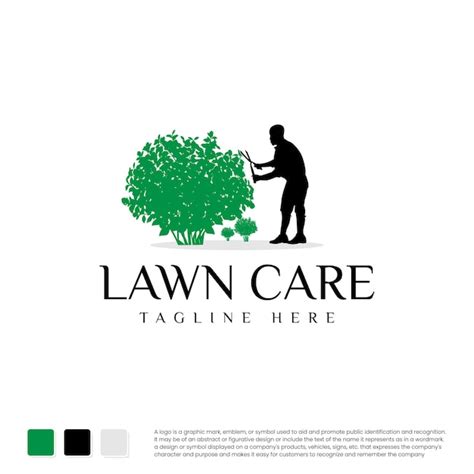 Premium Vector | Sign on a green lawn lawn care logo