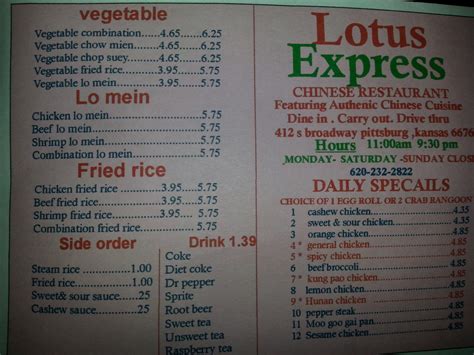 Lotus Express Menu, Menu for Lotus Express, Pittsburg, Pittsburg - Urbanspoon/Zomato