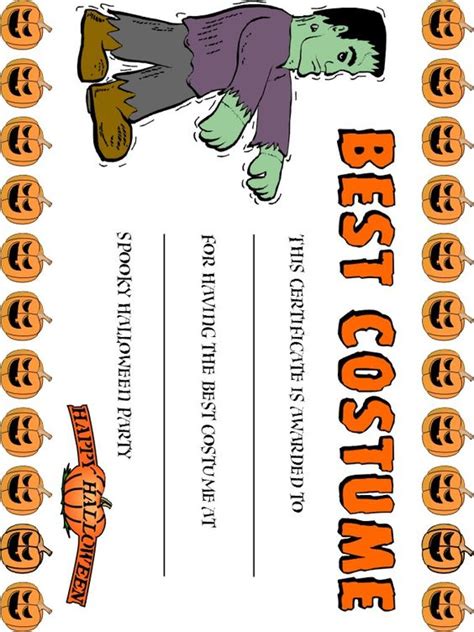 Halloween Costume Certificate Template | Best Template Ideas