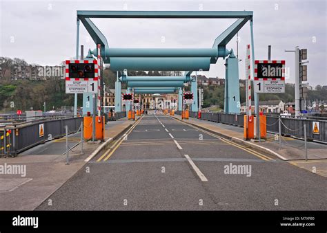 The three bascule bridges of the Cardiff Bay Barrage, at Cardiff Bay ...