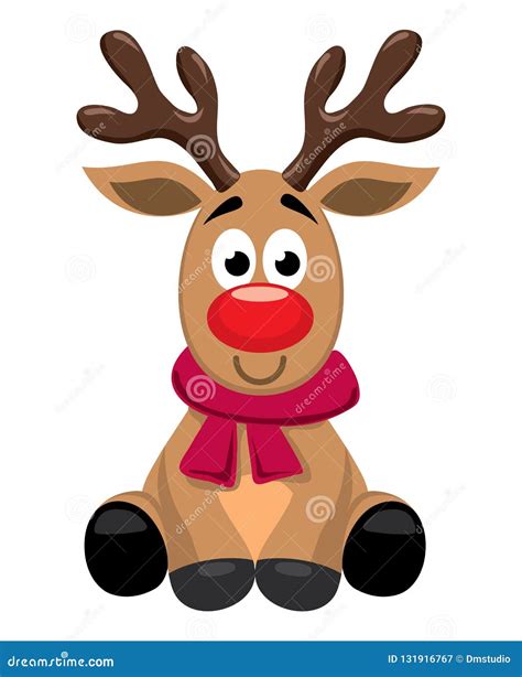 Vector Cute Cartoon of Red Nosed Reindeer Toy, Rudolph Stock Vector ...