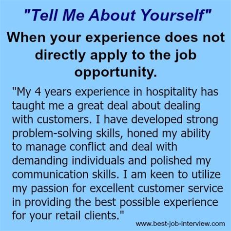 Tell Me About Yourself. The Right Answer. | Job interview advice, Job ...