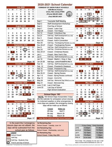 Union 2020-2021 School Calendar Released; First Day - Sept. 3 | Union, NJ News TAPinto