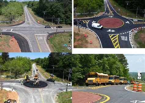 Before, during construction, and after states of the mini-roundabout at ...