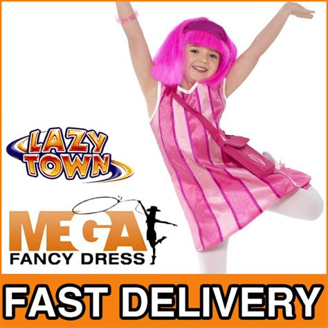 Stephanie Girls Lazy Town Fancy Dress Costume Child Pink Outfit Ages 3-9 Years | eBay