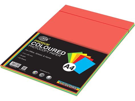 Premium Color Photocopy Paper, 100 Sheets, 80 gsm, 5 Assorted Premium ...