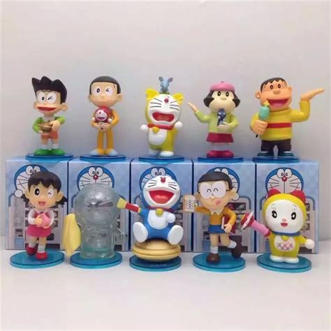 Doraemon 10 Pieces Of Action Figures Doraemon Doll 1/10 Scale Painted ...