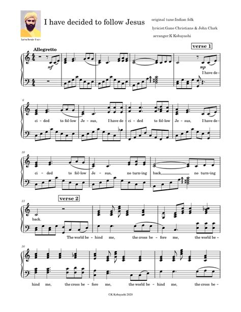 I have decided to follow Jesus Sheet music for Piano (Solo) | Musescore.com