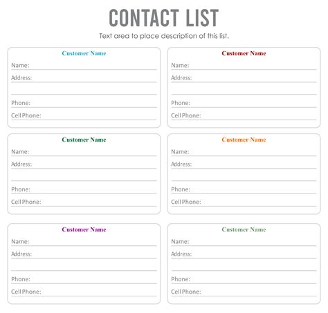 Phone Contact List Template - 10 Free PDF Printables | Printablee