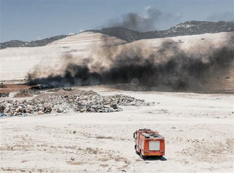 Fire in a Tire Dump, Heavy Black Smoke from Burning Old Tires Stock Image - Image of ecological ...