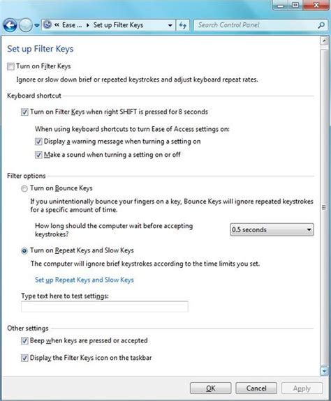 How to Turn on and Turn off Filter Keys in Windows 8 and 7