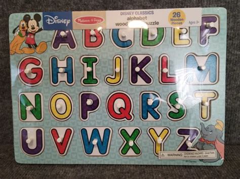 DISNEY MELISSA & Doug Alphabet Wooden Peg Puzzle 26 Pieces $20.00 - PicClick