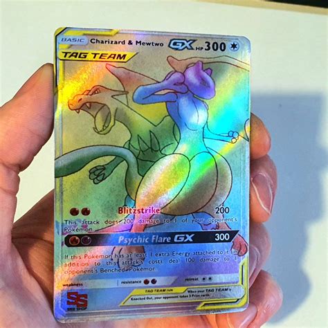 Charizard & Mewtwo GX Custom Art Rainbow Shiny Vault - Etsy