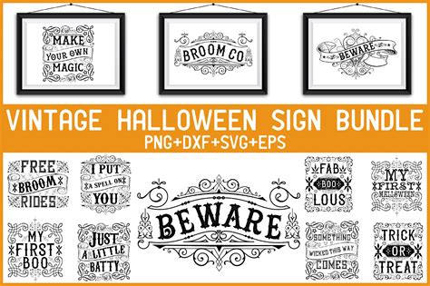 Vintage Halloween Sign Bundle Graphic by Shopdrop · Creative Fabrica