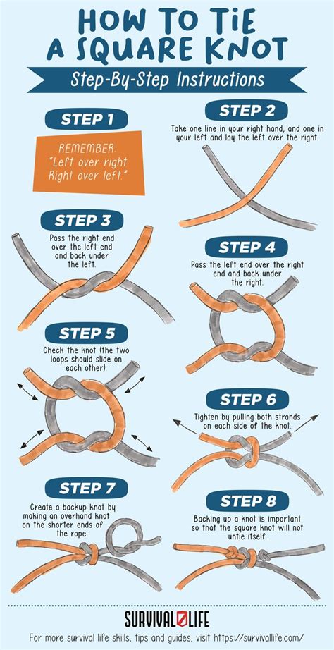 How To Tie A Square Knot In 8 Easy Steps | How to tie a knot, Square ...