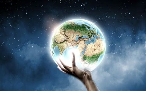 Download wallpapers Earth globe, hand, save Earth, ecology, planet, earth in hand for desktop ...