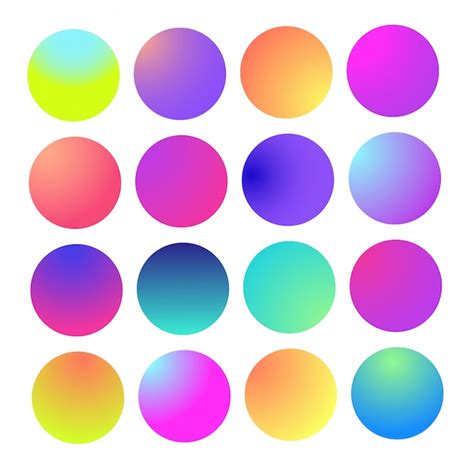 Beautiful gradient collection. multicolor green purple yellow orange pink cyan circle gradients ...