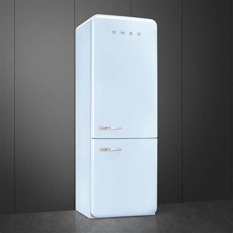 Smeg FAB38URPB 28 Inch Freestanding Bottom Mount Refrigerator with 18 Cu. Ft. Total Capacity ...