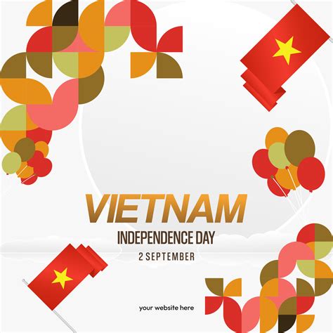 Vietnam Independence Day banner in modern geometric style. Square ...