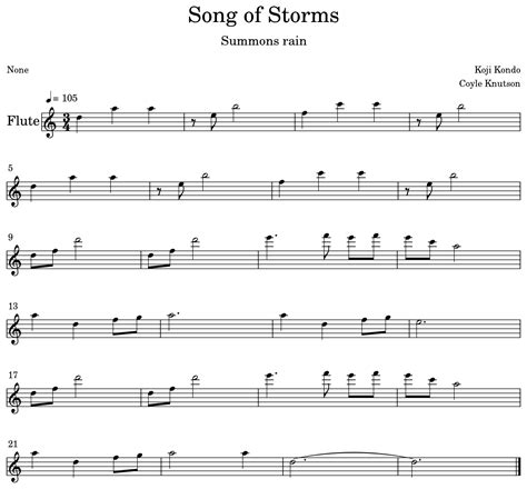 Song of Storms - Sheet music for Flute