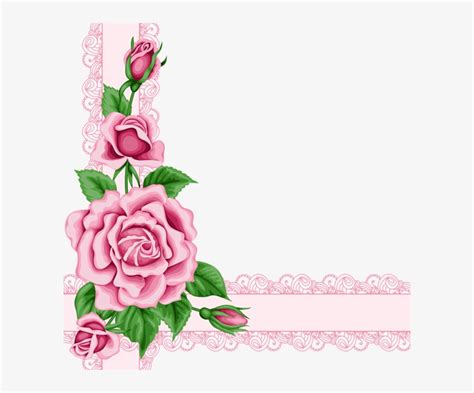 Digital Rose Border Clip Art - Pink Flower Border Png Transparent PNG - 600x600 - Free Download ...