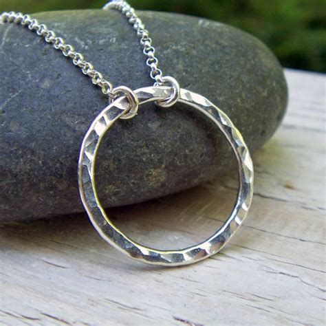 Silver Circle Necklace Sterling Silver Karma Necklace - Etsy