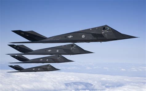 3840x2160 resolution | four black jet planes, aircraft, F-117 Nighthawk, military aircraft, US ...