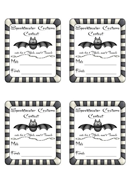 Bewitching Babbles: Freebie Halloween Costume contest voting card