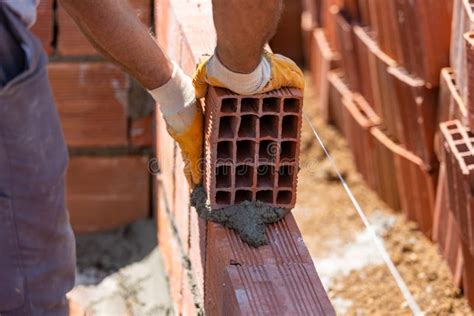 Masters Who Make Concrete Mortar and Masonry in Construction Stock Image - Image of housing ...