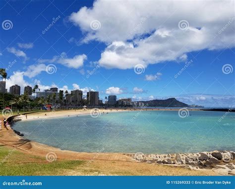 Beach on Magic Island in Ala Moana Beach Park Stock Image - Image of ...