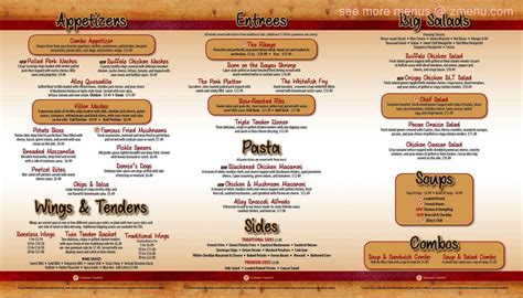 Menu at The Alley Neighborhood Grille pub & bar, Hillsboro