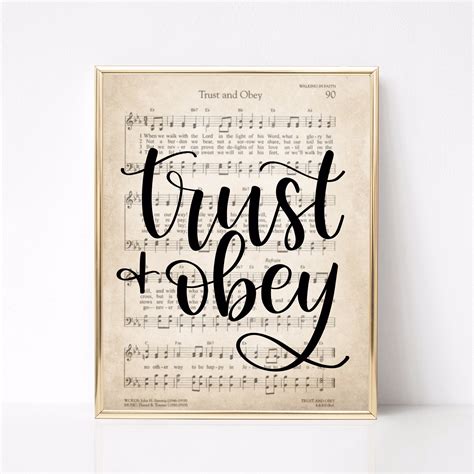 Trust and obey print, hymn print, wall decor, hymn wall decor, Trust and obey, hymn decor ...