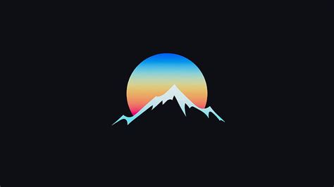 Mountain, moon, art, vector, minimalism, gradient, HD wallpaper | Peakpx