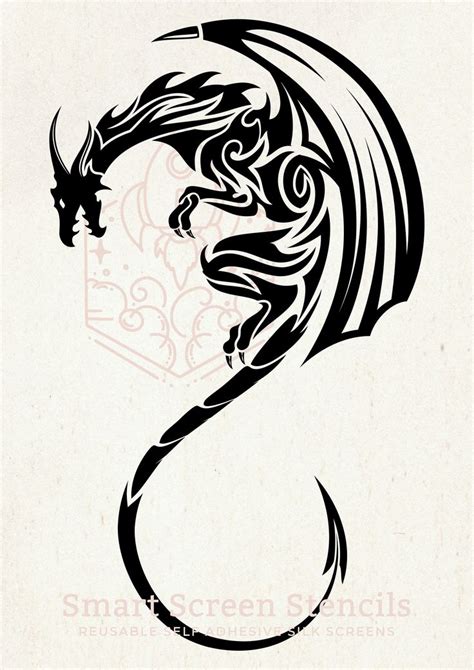 Fantasy Dragon Silhouette, Reusable Silkscreen, Silk Screen Printing ...