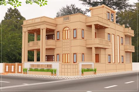 Stone Front Elevation, Stone Front Elevation Jodhpur, Jodhpur Stone Front Elevation, Front ...