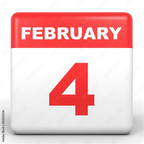 February 4. Calendar on white background. Stock Illustration | Adobe Stock