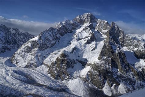 Close Up Of Mountain Peaks Covered With Snow Stock Image - Image of ...