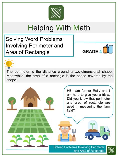 Solving Word Problems Involving Perimeter Area of Rectangle Worksheets