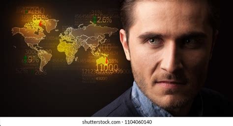 Portrait Young Businessman World Map Numbers Stock Photo 1114150013 | Shutterstock
