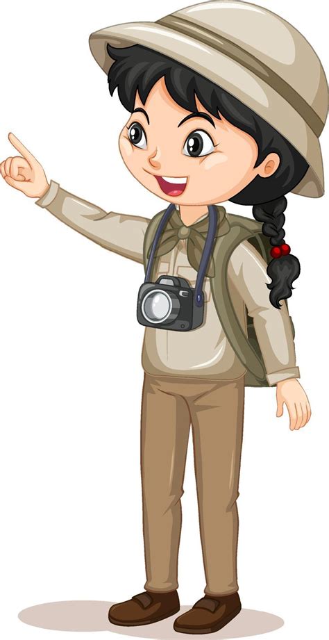 Cartoon character of a girl in camping outfits 2097382 Vector Art at Vecteezy